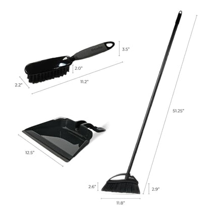 O-Cedar Strong Sweep Broom and Dustpan Set with Detail Brush | Indoor Outdoor Heavy Duty Stiff Bristle Broom | Step-On Dust Pan - size: Strong Sweep Broom and Brush