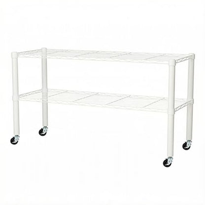 Standing Shelving Units on Casters, 36"W x 14"D x 20"H Metal Storage Rack - color: White, size: 2-Tiers
