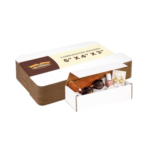 The Boxery Corrugated Mailers White Tuck Shipping Boxes (6x4x3) - size: 6x4x3