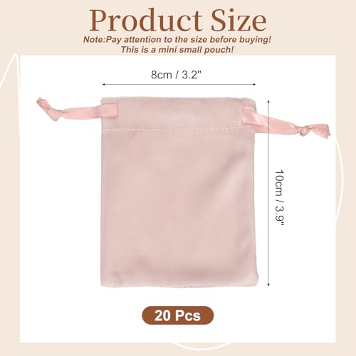 uxcell 20pcs Velvet Drawstring Bags 3.2"x3.9" Small Jewelry Pouches Pink - color: Pink, size: 1 Count (Pack of 20)