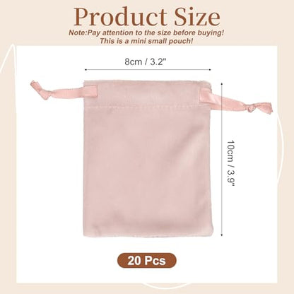 uxcell 20pcs Velvet Drawstring Bags 3.2"x3.9" Small Jewelry Pouches Pink - color: Pink, size: 1 Count (Pack of 20)