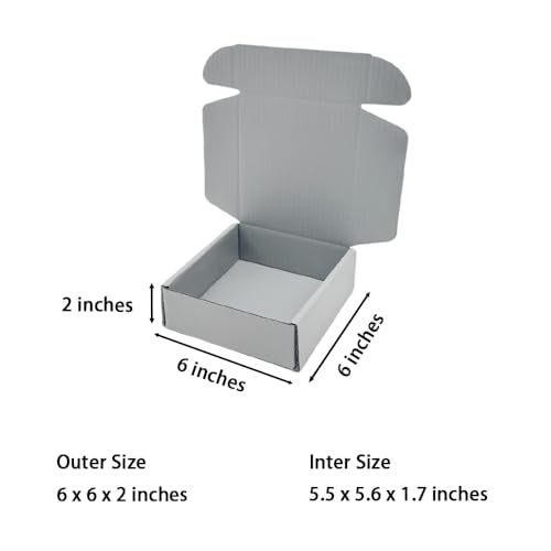 50 Pack 6x6x2 in Gray Shipping Boxes - color: Gray, size: 6x6x2 in