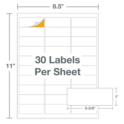HERMA Printable Address Labels 1" x 2-5/8", 3000 Mailing Stickers, White - size: 1" x 2-5/8"