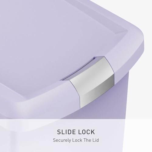 simplehuman Slim Step Can, 40L / 10.6 Gallon Space-Efficient Kitchen Trash Can, Studio Edition, Pet-Proof Slide Lock, 150,000-Step Pedal, Wheels, Lilac Plastic - color: Lilac