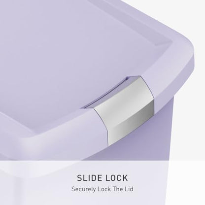 simplehuman Slim Step Can, 40L / 10.6 Gallon Space-Efficient Kitchen Trash Can, Studio Edition, Pet-Proof Slide Lock, 150,000-Step Pedal, Wheels, Lilac Plastic - color: Lilac
