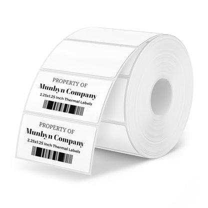 MUNBYN 2.25x1.25 Thermal Labels, 1000 Sheets/Roll, White - color: White, size: 2.25" x 1.25"