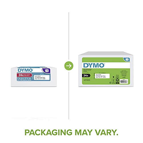 DYMO Authentic LW Mailing Address Labels, For LabelWriter Label Printers, White, 1-1/8" x 3-1/2", 24 Rolls of 350 (8400 Total) - size: 24 Rolls, style: Small Mailing Address