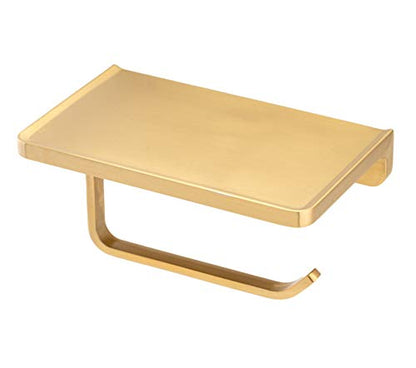 Linkaa Gold Toilet Paper Holder with Shelf,Wall Mount Toilet Tissue Holder - color: Brushed Brass