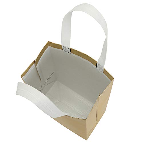 Tosnail 40 Pack 10 x 8 Inch Glossy Gold Reusable Grocery Bags Shopping Tote Bag with Handle Present Bag Gift Bag for Weddings, Birthdays, Party, Event - Gold - color: Gold