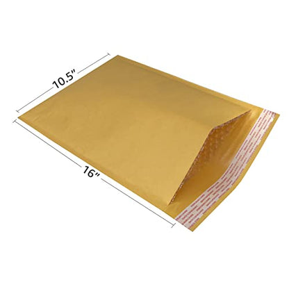 Kraft bubble mailers for Business packaging shipping and mailing (100, #5-10.5" x 16") - size: #5 - 10.5" x 16"