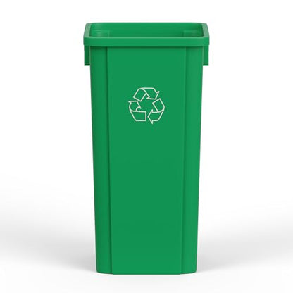 23 Gallon Green Recycle Square Commercial Trash | Garbage Can - Outdoor, Office, Restaurant, Kitchen, School