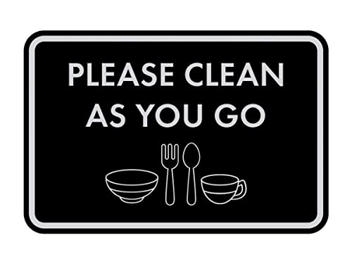 Classic Framed Please Clean As You Go Sign (Black/Silver) - Medium - color: Black / Silver, size: Medium (5" x 7")
