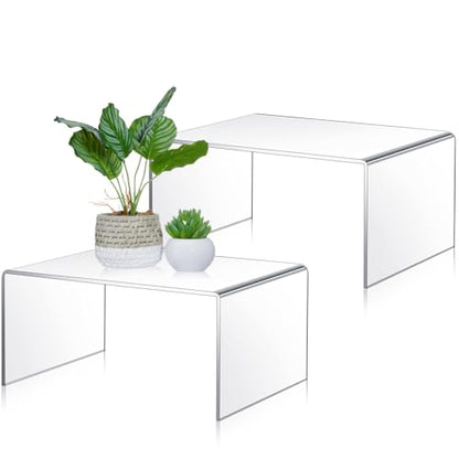 RattanView 2 Pcs 12 Inch Large Clear Acrylic Shelf Riser, 5mm Thick - color: Clear, size: 12 Inch, 5 mm