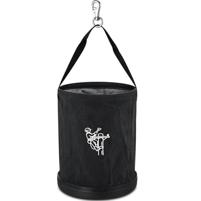 1 Pack 15" x 12" Linemen Canvas Tool Bucket Bag, Black - color: Black