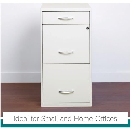 Pemberly Row 3 Drawers 27.32" Vertical White Metal Filing Cabinet Lockable Pre-Assembled Stationary Letter Size for Home, Office - color: White