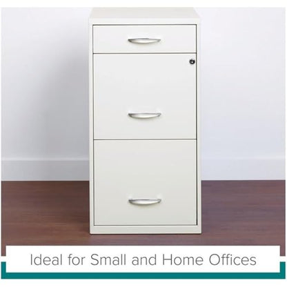Pemberly Row 3 Drawers 27.32" Vertical White Metal Filing Cabinet Lockable Pre-Assembled Stationary Letter Size for Home, Office - color: White