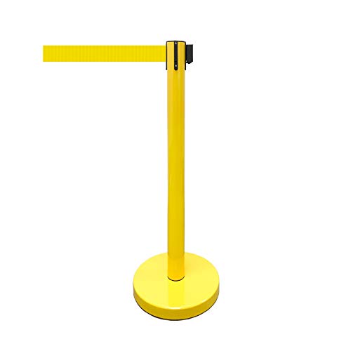 VIP Crowd Control Retractable Belt Stanchion Queue Safety Barrier Set, 36" Ht, 78" Belt (2 YEL Posts Yellow Belt) - color: 2 YEL Posts Yellow Belt