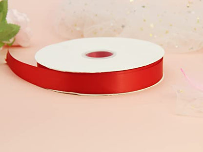1" Red Double Face Satin Ribbon 100yd for Gifts & Weddings - color: Red, size: 1 inch