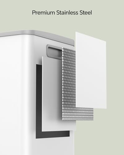 Lovewind Dual Trash and Recycling Bins for Kitchen, 13+6 Gallon Stainless Steel Garbage and Recycle Bin Combo for Large Families, Dual Trash Can with Soft Close Lid & Magnetic Stickers, White - color: White