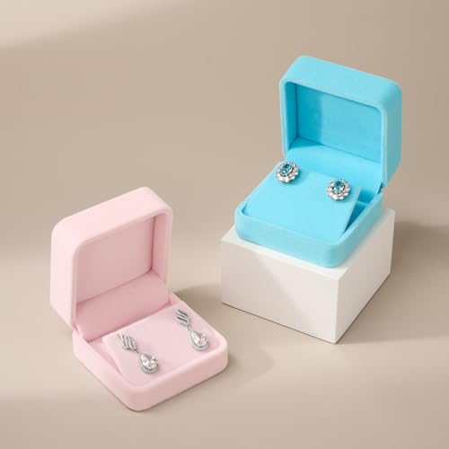 Blue Velvet Earring Jewelry Gift Box - color: Blue