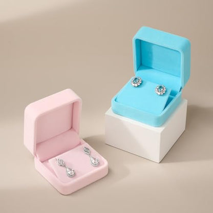 Blue Velvet Earring Jewelry Gift Box - color: Blue