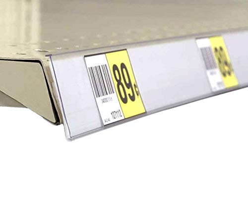 Adhesive Ticket Channel, Gondola & Wood Shelf Stick on Data Label Strip UPC Holder, White, 100 Pack - size: 100 Pack, style: White