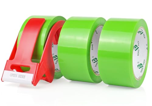 BOMEI PACK Light Green Packing Tape 2.5mil x 1.88" x 55 Yards, 3 Rolls Industrial Heavy Duty Packaging Tape for Packing Shipping Moving and Storage - color: light green
