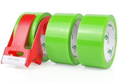 BOMEI PACK Light Green Packing Tape 2.5mil x 1.88" x 55 Yards, 3 Rolls Industrial Heavy Duty Packaging Tape for Packing Shipping Moving and Storage - color: light green