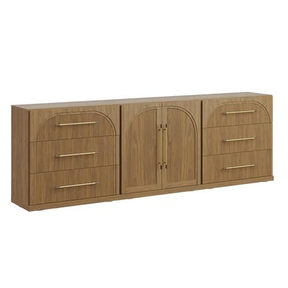BELLEZE Jagger 3-Piece Modular Sideboard Buffet Cabinet - Camel - color: Jagger Camel Bcc