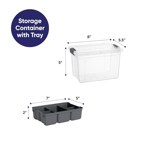 Superio Mini Storage Container Organizing Bin with Removable Tray Deep Plastic Tools, Sewing, Crafts Box, 2.5 Qt. - size: X Mini 2.4 Qt. X Deep