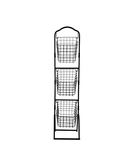 FixtureDisplays® 11 X 11 X 47.6" Black 3-Tier Metal Market Basket Floor Display Rack for Home, Kitchen, and Retail Grocery Stores 16787-NEW-NPF