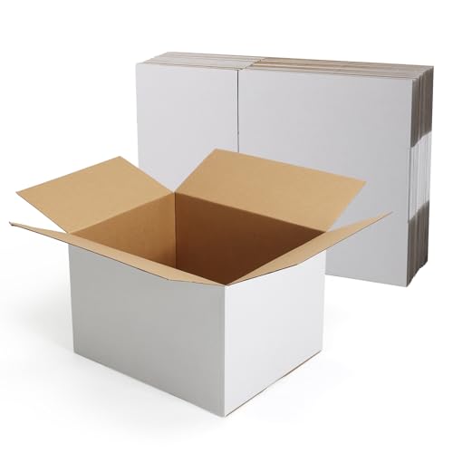CRUGLA 12x10x8 Shipping Boxes 15 Pack, White Packing Mailing Boxes - size: 12x10x8 Inch 15 Pack