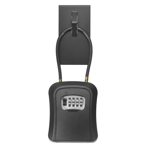 PATIKIL Key Lock Soft Box with Code, (4.7 x 3.9 Inch, Black), Resettable Combination Lockbox Portable Key Storage Box with Wall-Mounted Bracket, Suit - for Home Entrance/Garage/Warehouse - color: Black
