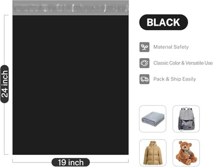Metronic Poly Mailers 19x24 2000PC Shipping Bags for Clothes Small Business - color: Black, size: 19x24 2000PC