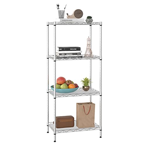 BestOffice | 4-Tier Wire Shelf | 12" x 18" x 44" | Chrome - color: Chrome, size: 12Lx18Wx44H