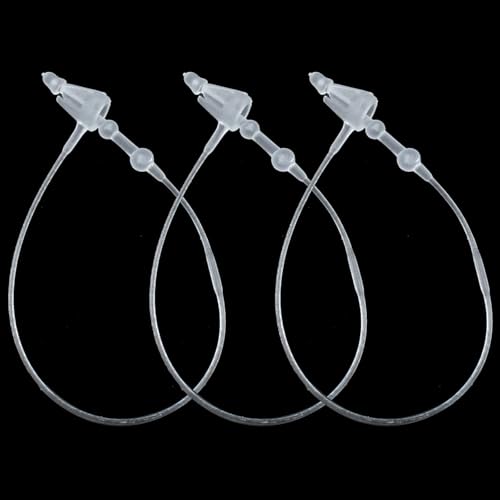 Hitefu 3" Clear Plastic Tag Loops, Snap Lock Hang Tag Fasteners 1000Pcs