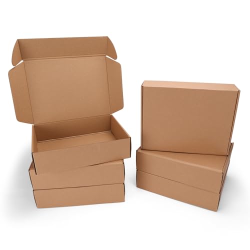 PHAREGE 6 Pack 12x9x3 inch Cardboard Shipping Boxes, Brown Mailing Box - color: Brown, size: 12x9x3 inch 6 Pack
