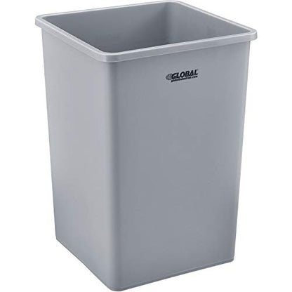 Global Industrial Square Plastic Garbage Can, 35 Gallon Capacity, Gray - color: Gray