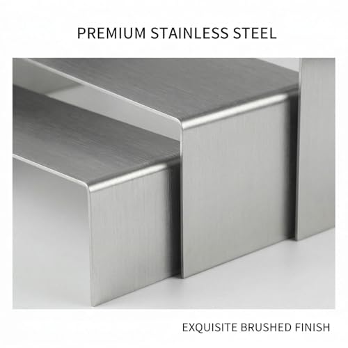 Display Stand Risers 3 Pcs, Stainless Steel - Brushed Nickel - color: Brushed Nickel