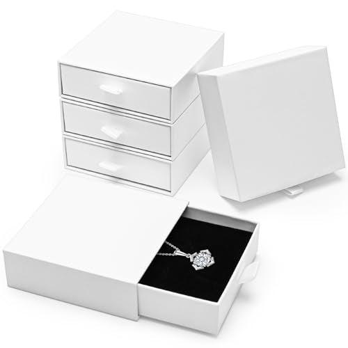 Jewelry Box, 5Pcs Jewelry Boxes for Women 3.5×3.5x1.18 Inch Jewelry Gift Box, Small Jewelry Boxes Necklace Ring Earring Jewelry Box (White) - color: white3