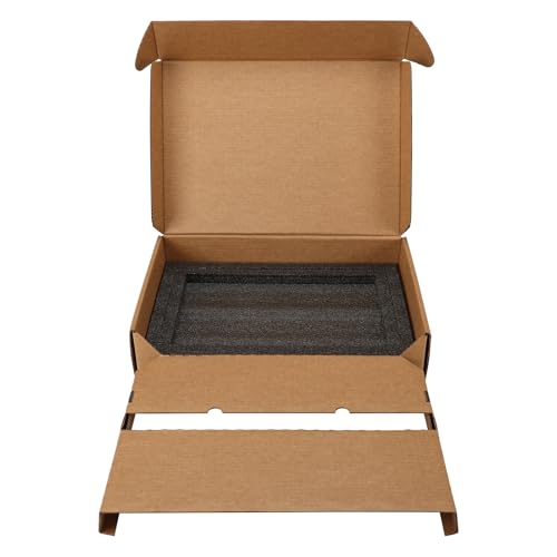 CRUGLA 1 Pack Laptop Shipping Box with Cushioned Foam, Fits Most Sizes - color: Brown