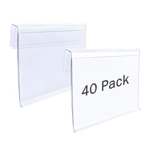 Diteje 40 Pack Wire Shelf Label Holder Shelving Tags with Paper Inserts