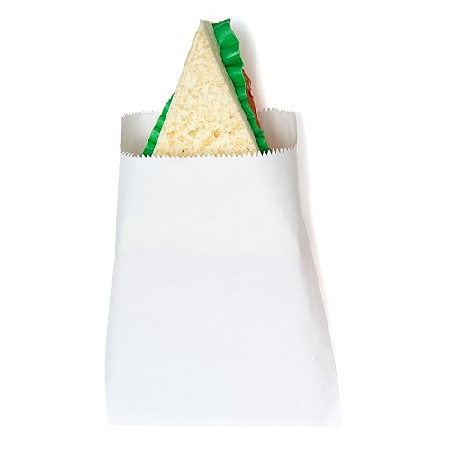 FOCCIUP 100 Pcs 5x7 Inches White Kraft Paper treat Bags Flat favor Gift bag for Party - color: White-5x7 Inch