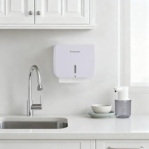 modunful Folded Paper Towel Dispenser Wall Mount No Drill White Keylock - color: D-13 White