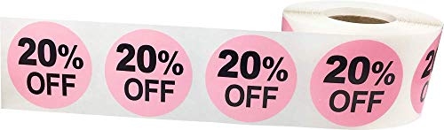 20% Percent Off Stickers for Retail 1.5 Inch 500 Adhesive Labels - color: 20% Off