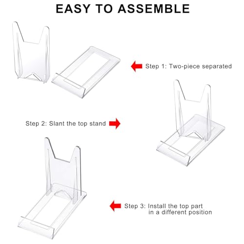 Zonon Acrylic Plate Stands for Display Adjustable Plastic Stand Holders Picture Plate Holders Clear Mini Easels Stands to Display Pictures for Home Office Supplies Festival Party Decoration(20 Pcs)