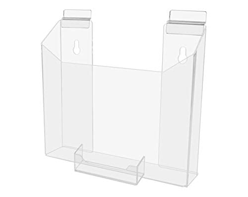 Marketing Holders 4 Pack Slatwall Brochure Holder for 8.5 Inch Wide Catalogs and 3.5" x 2" Business Cards Clear Acrylic Space Saving Display Rack in Retail Stores and Offices No Assembly Required - size: 8.5"W Slatwall Magazine
