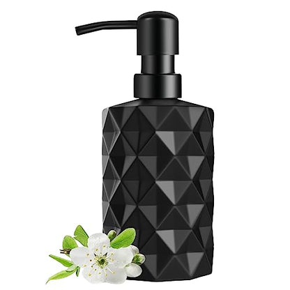 Glass Soap Dispenser with Plastic Pump, 330ml/11oz. Liquid Hand Soap Dispenser for Bathroom and Kitchen, Hand-Pump Dispenser for Dishwashing Liquid, Lotion, Soap, Essential Oil (Matte Black) - color: Matte Black