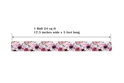 ZINTBIAL Floral Wrapping Paper Roll - Purple Rose Design, 17 Inches x 16.5 Feet, Gift Wrap for Wedding, Bridal Shower, Birthday, Mother's Day,Anniversary, Cut Lines on Back - color: Purple-Floral
