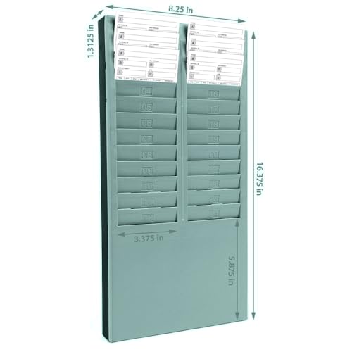 uPunch Time Card Rack, 24 Pockets, Gray